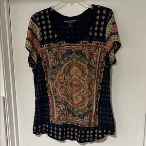 Lucky Brand Persian Carpet Tee Short Sleeve Top Size 1X